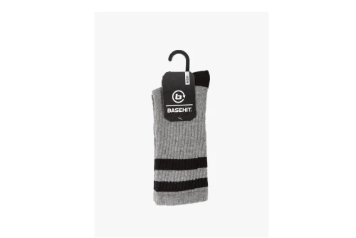 Basehit Κάλτσες Ψηλές 1 Ζευγάρι (202.BU08.10 GREY ML-BLACK)