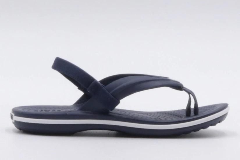 Crocs Crocband Strap Flip Βρεφικές Σαγιονάρες Μπλε Σκούρο, Λευκές