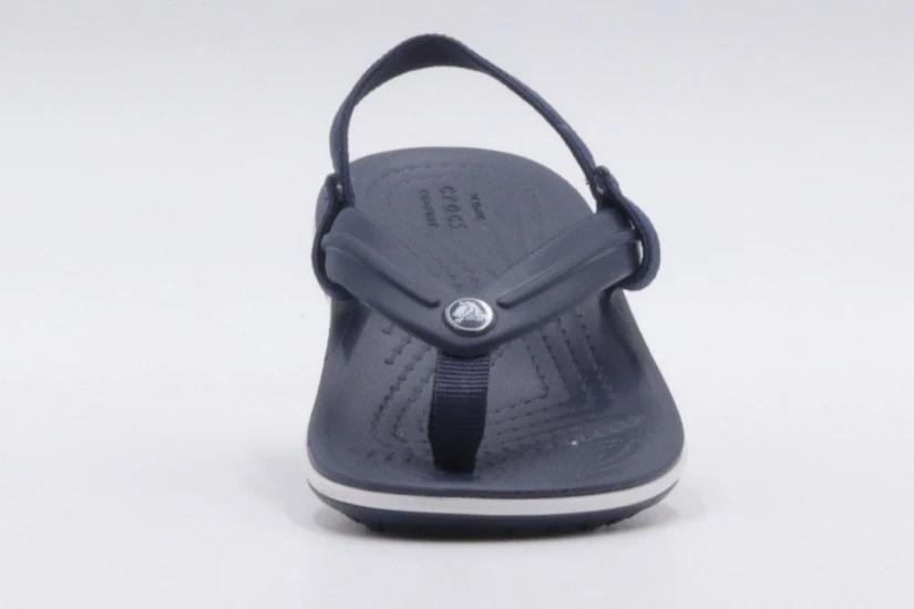 Crocs Crocband Strap Flip Βρεφικές Σαγιονάρες Μπλε Σκούρο, Λευκές