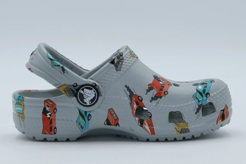Crocs Toddler Classic Race Cars Graphic Βρεφικά Σαμπό Γκρι