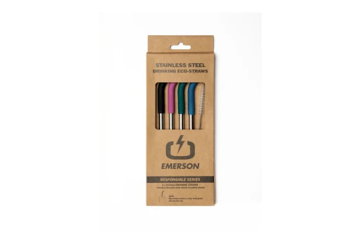 Emerson Stainless Steel Drinking Eco-Straws Καλαμάκι 4 Τεμάχια (211.EU99.08 MULTI COLOR)