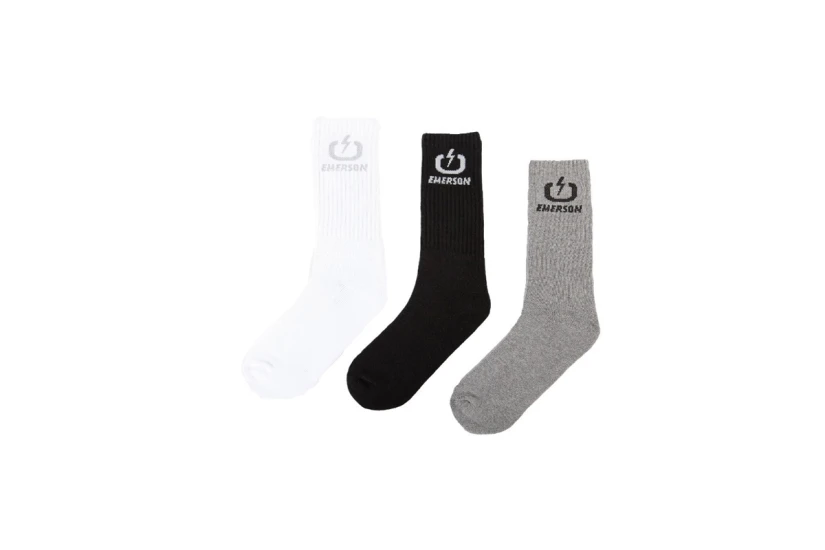 Emerson Unisex Ψηλές Κάλτσες Μαύρες, Γκρι, Λευκές 3 Ζευγάρια