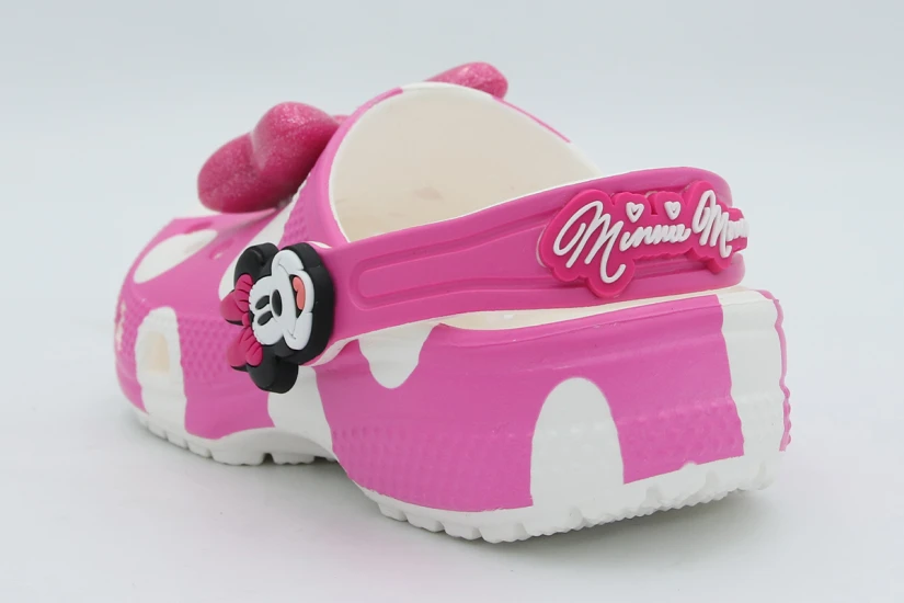 Crocs Minnie Mouse Classic Βρεφικά Ανατομικά Σαμπό Φούξια, Λευκά