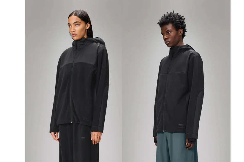 Rains Sintra Reverse Double-Sided Ζακέτα Fleece με Κουκούλα Μαύρη