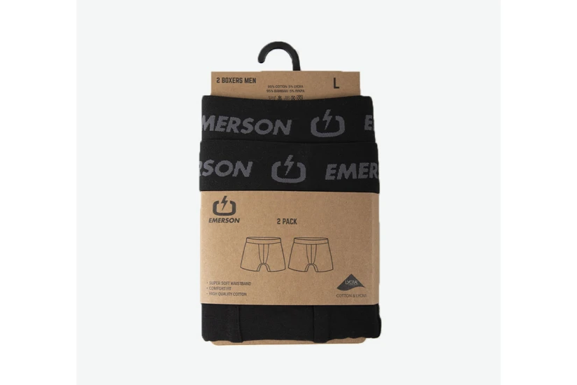 Emerson Basic Ανδρικά Εσώρουχα Boxer Μαύρα 2 Τεμάχια