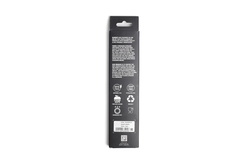 Basehit 2 Stainless Steel Drinking Eco Straws Καλαμάκια (222.BU99.19 BLACK)