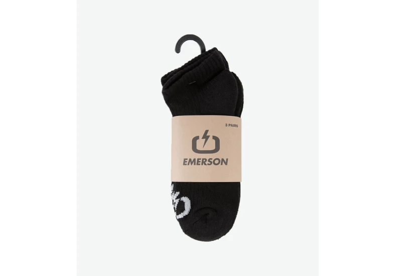 Emerson Unisex Κάλτσες μέχρι τον Αστράγαλο Μαύρες 3 Ζευγάρια