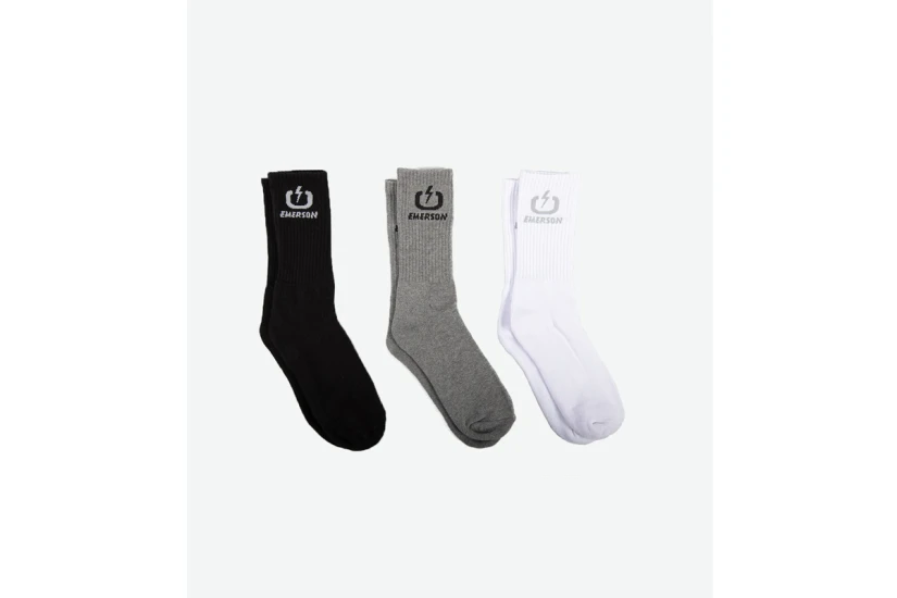 Emerson Unisex Ψηλές Κάλτσες Μαύρες, Λευκές, Γκρι 3 Ζεύγη