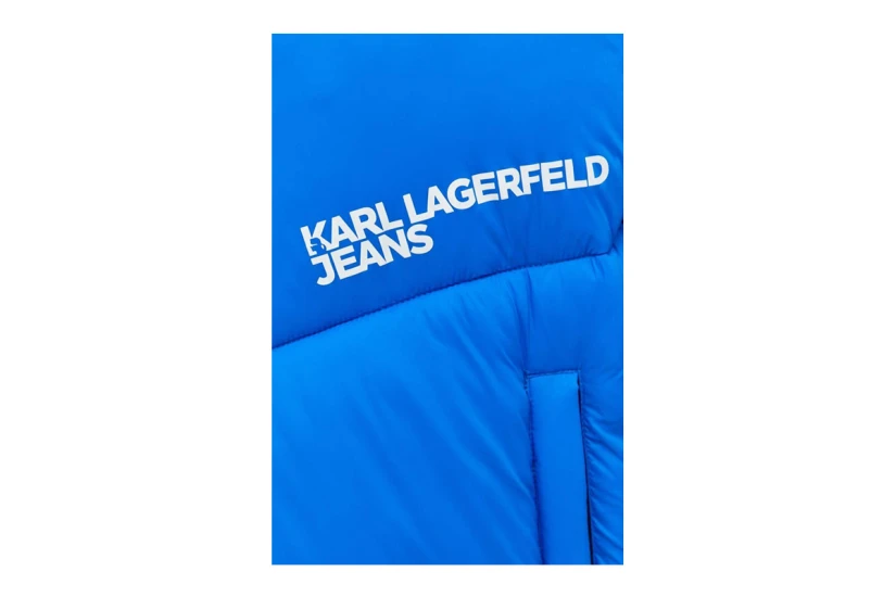 Karl Lagerfeld Ανδρικό Puffer Μπουφάν με Κουκούλα Μαύρο, Μπλε