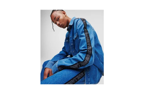 Karl Lagerfeld Relaxed Logo Denim Shirt Πουκάμισο Μακρυμάνικο Ανδρικό (235D1600 J151)