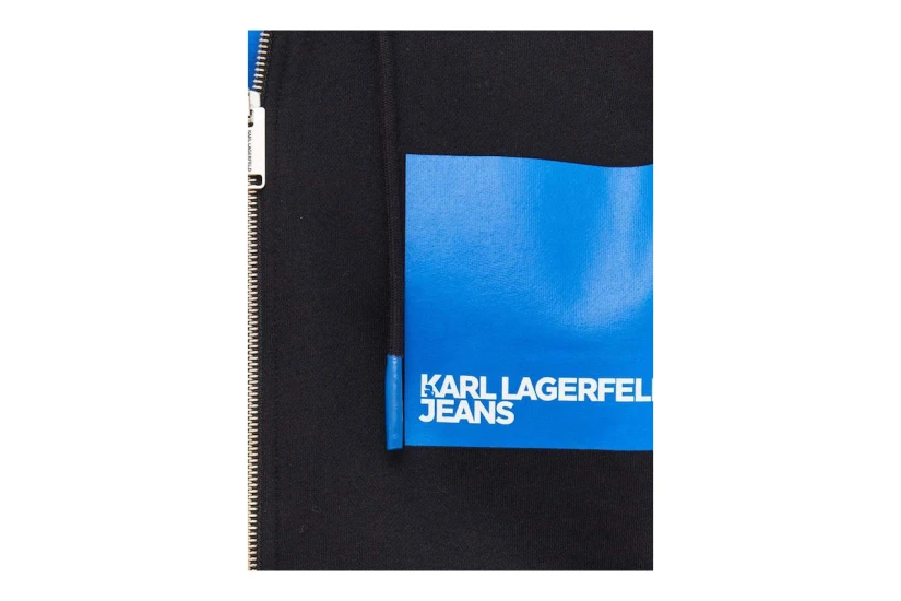 Karl Lagerfeld Ανδρική Βαμβακερή Ζακέτα με Κουκούλα Μαύρη