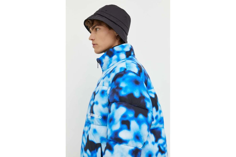 Karl Lagerfeld Blurred Ανδρικό Puffer Μπουφάν Μπλε, Μαύρο, Λευκό