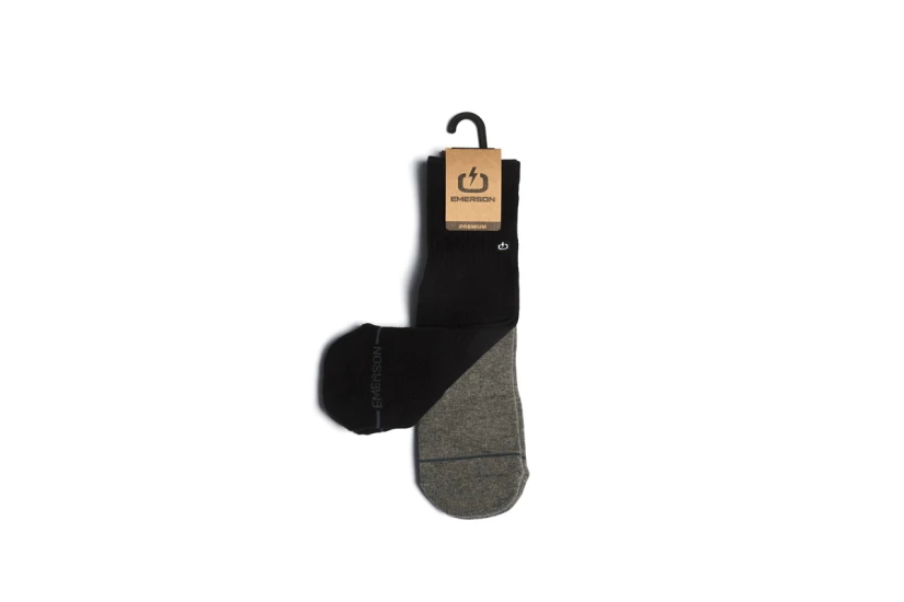 Emerson Premium Unisex Μεσαίες Kάλτσες 2 Τεμάχια Μαύρες, Γκρι