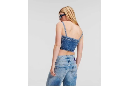 Karl Lagerfeld Recycled Denim Crop Top Αμάνικο Γυναικείο (241J1600 J200)