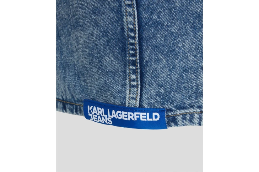 Karl Lagerfeld Denim Γυναικεία Αμάνικη Crop Top Μπλούζα Μπλε