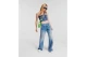 Karl Lagerfeld Denim Γυναικεία Αμάνικη Crop Top Μπλούζα Μπλε