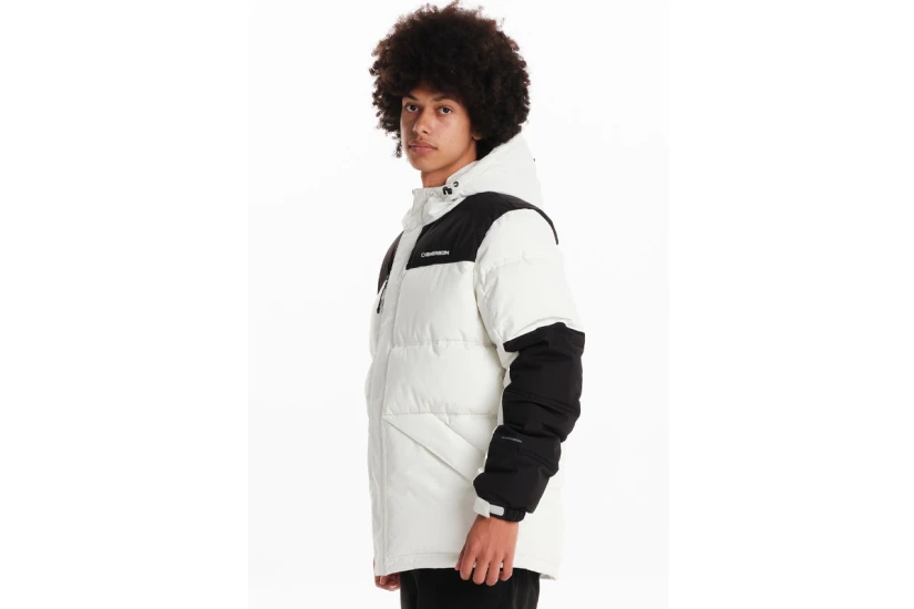 Emerson Ανδρικό Puffer Μπουφάν με Κουκούλα Εκρού, Μαύρο