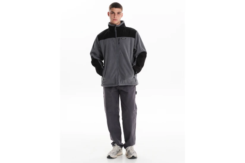 Emerson Fleece Bonded Ανδρικό Μπουφάν Γκρι Σκούρο, Μαύρο