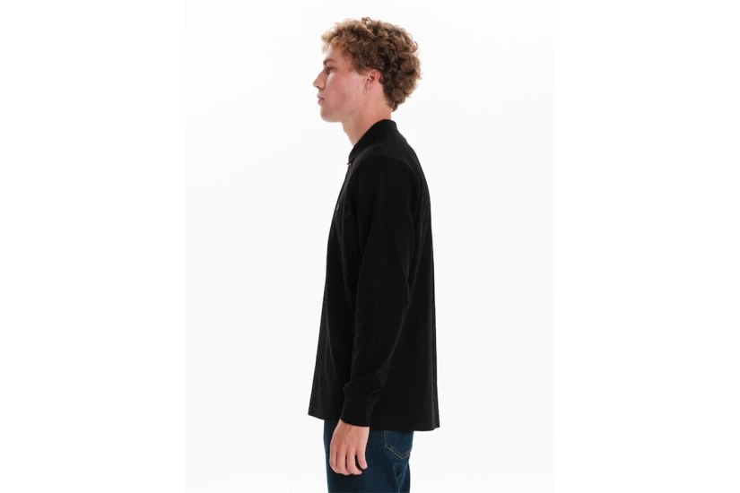 Emerson Piquet Ανδρικό Μακρυμάνικο Polo T-Shirt Μαύρο