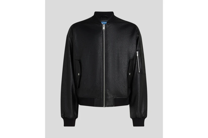 Karl Lagerfeld Cracked Pu Ανδρικό Bomber Μπουφάν Μαύρο