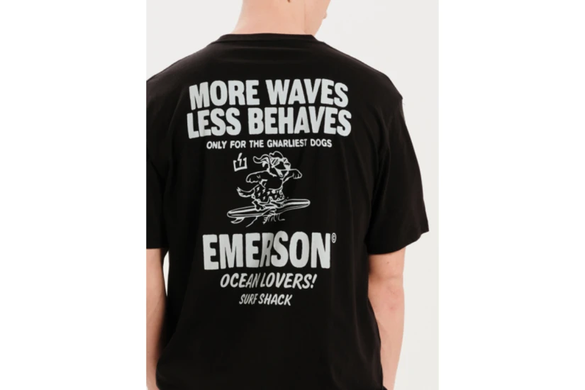 Emerson MORE WAVES LESS BEHAVES Ανδρικό Κοντομάνικο T-Shirt Μαύρο