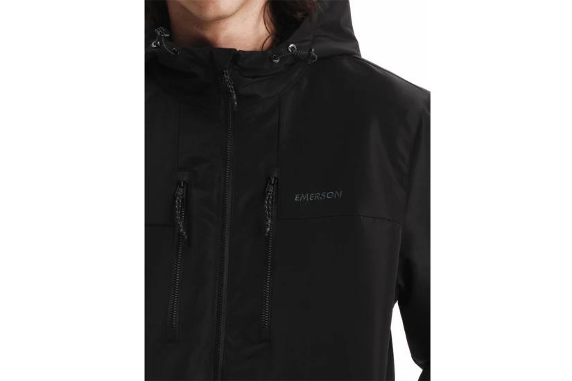 Emerson Hooded Ανδρικό Μπουφάν Bomber με Κουκούλα Μαύρο