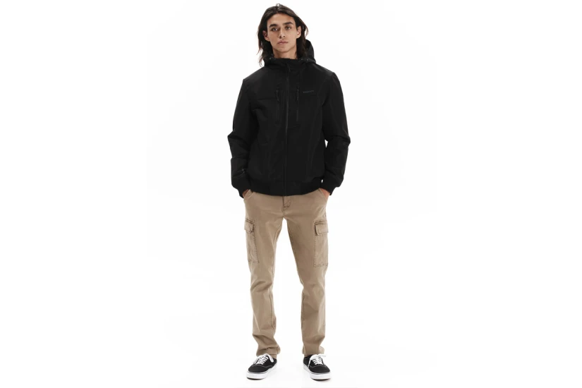 Emerson Hooded Ανδρικό Μπουφάν Bomber με Κουκούλα Μαύρο