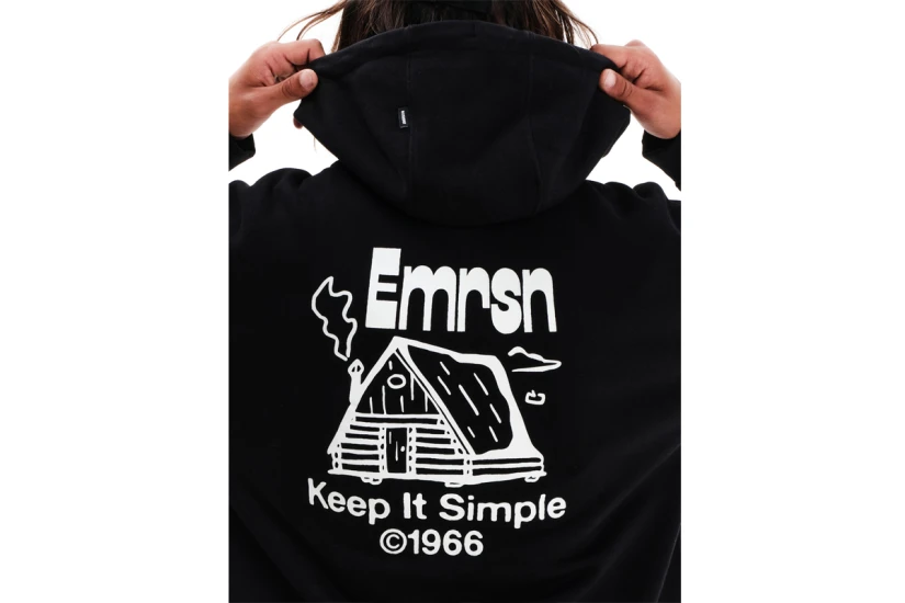Emerson EMRSN Ανδρικό Φούτερ με Κουκούλα Μαύρο