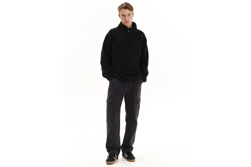 Emerson Half Zip Ανδρική Μπλούζα Fleece με Φερμουάρ Μαύρο