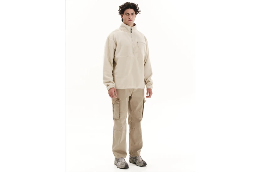 Emerson Half Zip Ανδρική Μακρυμάνικη Μπλούζα Fleece με Φερμουάρ Μπεζ