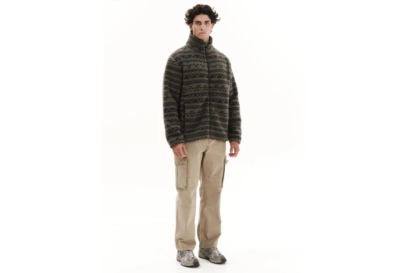Emerson Ανδρική Ζακέτα Fleece Sherpa Πράσινη, Ανθρακί