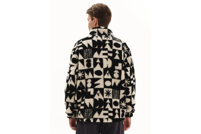 Emerson Ανδρική Ζακέτα Fleece Sherpa Εκρού, Μαύρη
