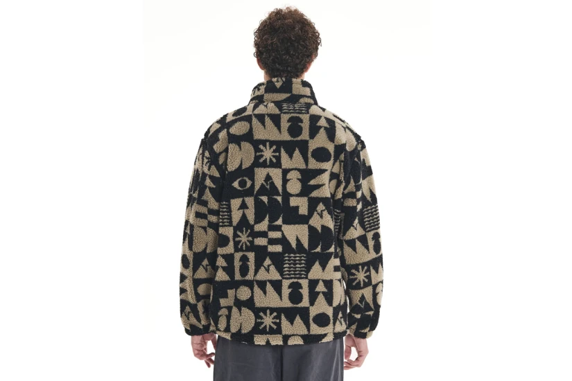 Emerson Ανδρική Ζακέτα Fleece Sherpa Μπεζ, Μαύρη