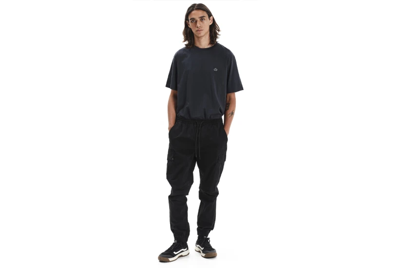 Emerson Elasticated Waist Cuffed Ανδρικό Παντελόνι Cargo Μαύρο