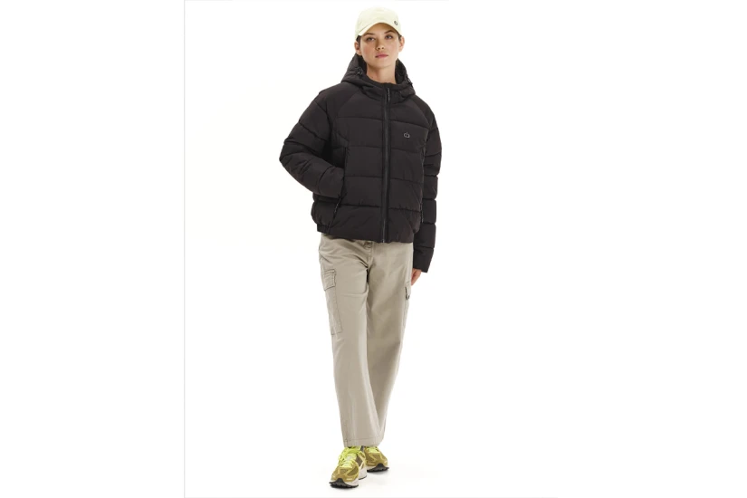 Emerson Hooded Γυναικείο Μπουφάν Puffer με Κουκούλα Μαύρο