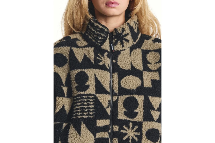 Emerson Γυναικεία Ζακέτα Fleece Sherpa Μπεζ, Μαύρη