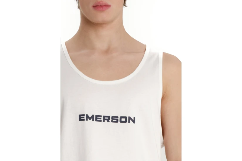 Emerson Logo Ανδρική Αμάνικη Μπλούζα Λευκή