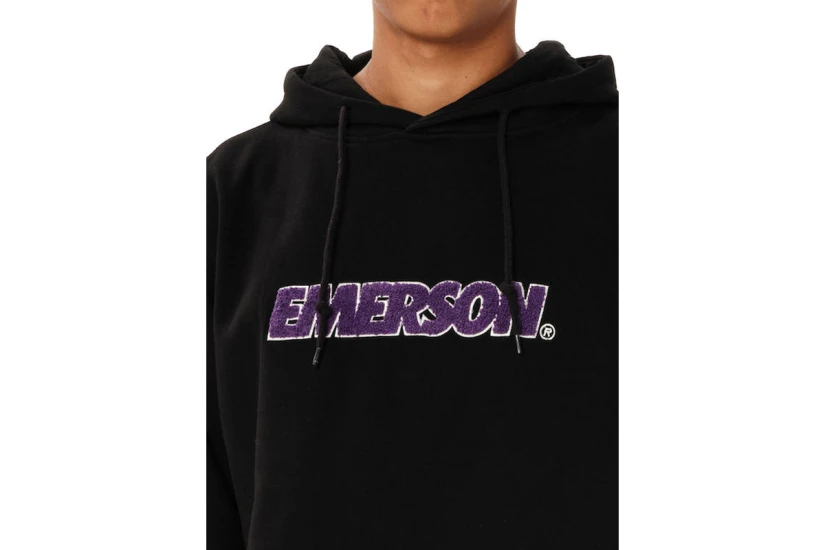Emerson Logo Ανδρικό Φούτερ με Κουκούλα Μαύρο, Μωβ