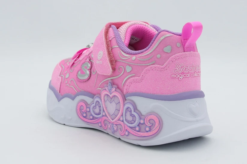 Skechers S Lights - Princess Steps Παιδικά Sneakers Ροζ, Μωβ, Λευκά
