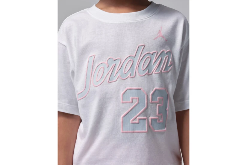 Jordan Flowy Durasheen Παιδικό Σετ Κοντομάνικη Μπλούζα - Σορτς Λευκό, Ροζ
