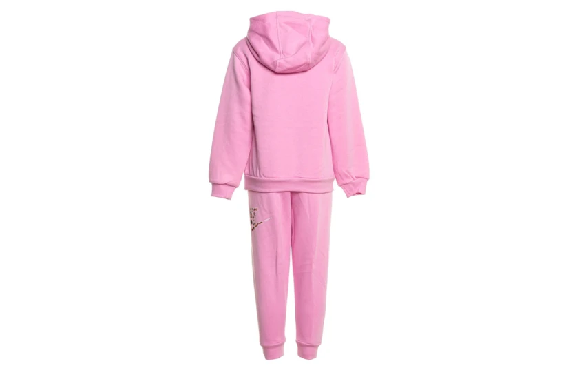 Nike Fleece Παιδικό Σετ Φούτερ με Κουκούλα - Παντελόνι Φόρμας Ροζ, Μπεζ