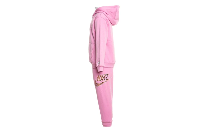 Nike Fleece Παιδικό Σετ Φούτερ με Κουκούλα - Παντελόνι Φόρμας Ροζ, Μπεζ
