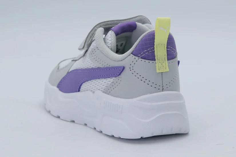 Puma Trinity Lite AC+ Βρεφικά Sneakers Γκρι Ανοιχτό, Λευκά, Μωβ