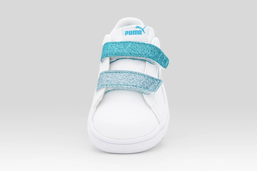 Puma Smash 3.0 L Glitter Velcro V Βρεφικά Sneakers Λευκά, Μπλε