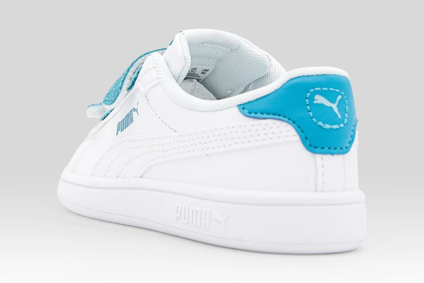 Puma Smash 3.0 L Glitter Velcro V Βρεφικά Sneakers Λευκά, Μπλε