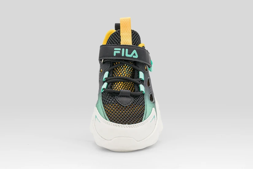 Fila Wave Memory Velcro Παιδικά Sneakers Μαύρα, Κίτρινα, Λευκά, Τυρκουάζ