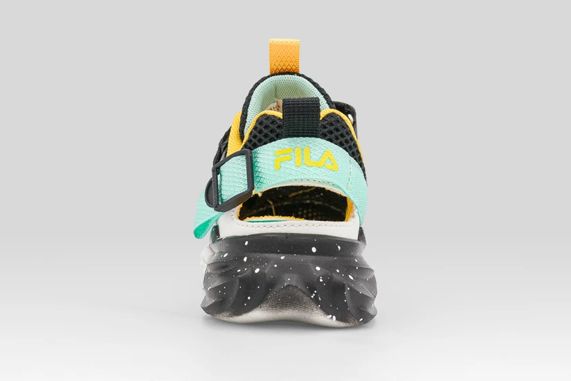 Fila Wave Memory Velcro Παιδικά Sneakers Μαύρα, Κίτρινα, Λευκά, Τυρκουάζ