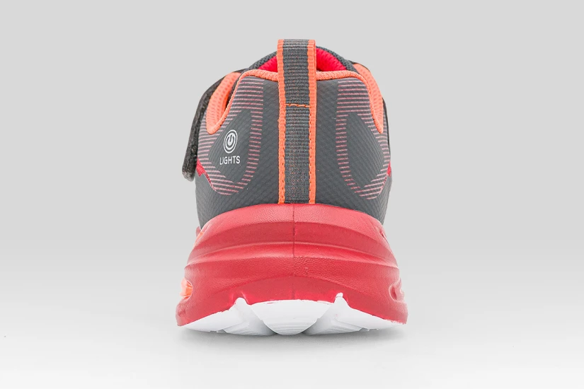 Skechers S Lights Flex-Glow Ultra Παιδικά Sneakers Ανθρακί, Λευκά, Κόκκινα, Πορτοκαλί