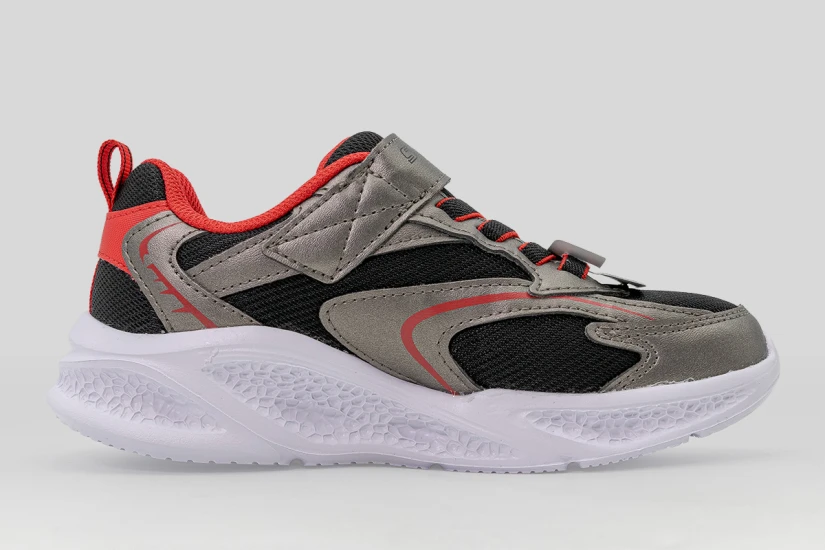 Skechers S Lights Meteor Lights Παιδικά Sneakers Γκρι, Μαύρα, Λευκά
