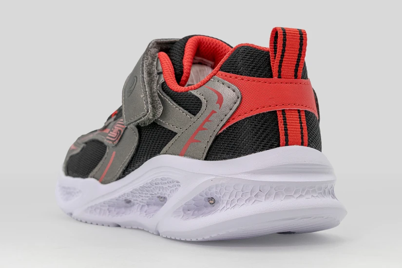 Skechers S Lights Meteor Lights Παιδικά Sneakers Γκρι, Μαύρα, Λευκά